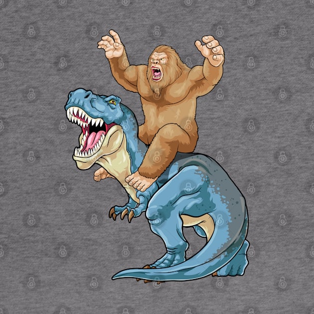 Bigfoot Riding Dinosaur by GoshWow 